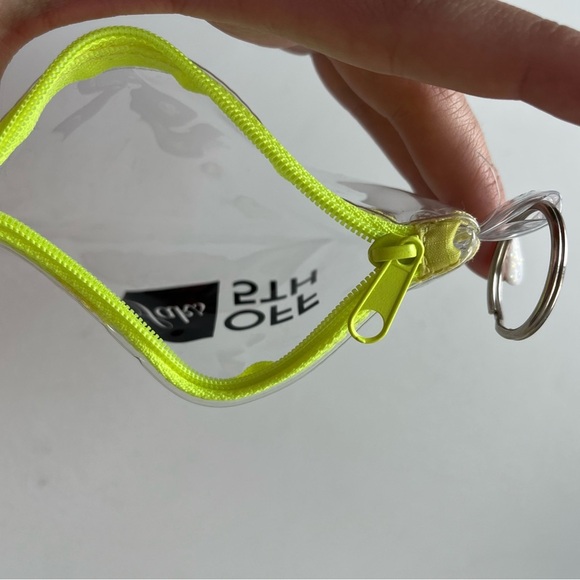 Saks off 5th Clear & Neon Zipper Keychain Pouch - Compact & Stylish - Picture 5 of 6